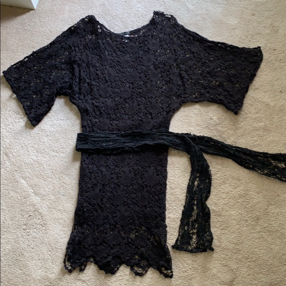 Black crocheted dress